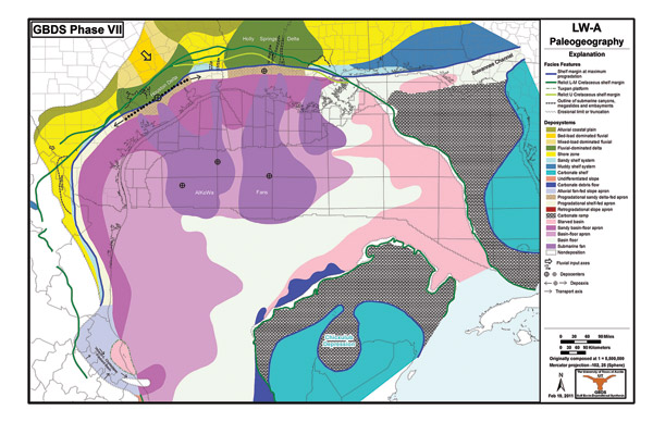 Paleogeographic map from the Gulf Basins Depositional Project