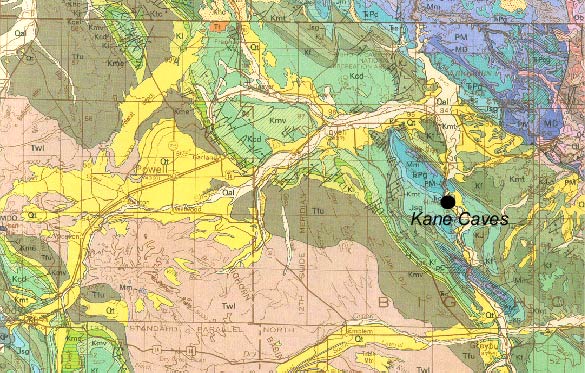 Location map of Kane Caves in the Bighorn Basin. Map modified from Egemeier (1981). The Kane Caves System consist of several caves, including Lower Kane, Upper Kane, Hellspont, and Salamander Caves. All of the caves of the map are managed by the Bureau of Land Management, and permission needs acquired to explore any of them. Location map of Kane Caves in the Bighorn Basin. Map modified from Egemeier (1981). The Kane Caves System consist of several caves, including Lower Kane, Upper Kane, Hellspont, and Salamander Caves. All of the caves of the map are managed by the Bureau of Land Management, and permission needs acquired to explore any of them.