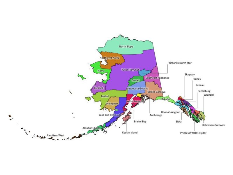 Alaska Labeled Map Colored Scaled 900x675