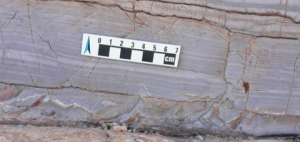 Highly laminated Keilberg Member of the Maiberg Fm, Otavi Group, N. Namibia directly overlying the “Marinoan” Chuos Formation glacial diamictite.