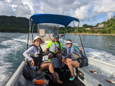 Sampling water in Jamaica