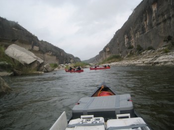 The lower Pecos River Canyon immediately prior to entering Lake Amistad provides some of the most scenic views with vertical walls and huge collapse boulders generated b awe-inspiring floods similar to the flood of record in 1954.