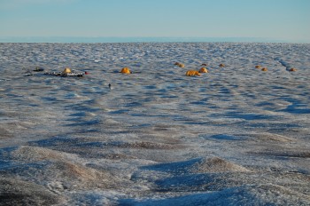 A view of the research site on the Greenland ice sheet. 