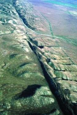 The San Andreas Fault in Carrizo Plain, California.