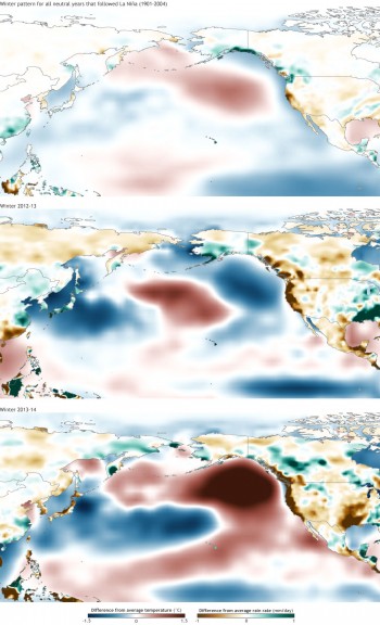 Winter pattern for all neutral years that followed a  La Niña (1901-2004)