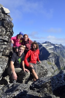 Smith on a hiking and climbing trip with new friends in Norway