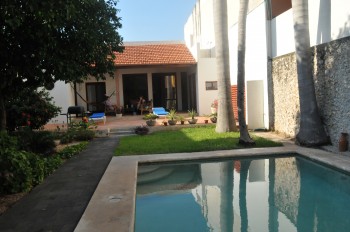 When not making a seismic borehole readings, Doug Schmitt, a University of Alberta professor and geophysicist, stays in a villa in Merida. Here's a view of the villa garden.