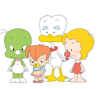 Dooly The Little Dinosaur (on left) with other characters from the cartoon