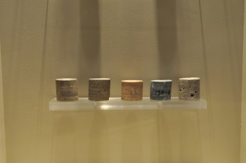 PEMEX Chicxulub core samples on display at a museum in Merida.