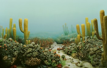 A diorama at the University of Michigan’s Museum Of Natural History shows life that thrived In Permian Seas before the extinction. University of Michigan Museum of Natural History.