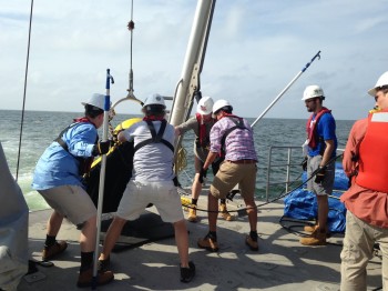 Recovering the chirp sonar towfish from the R. V. Manta. 