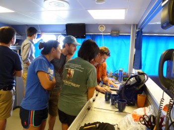 Watchstanding during the geophysical survey aboard the R.V. manta.