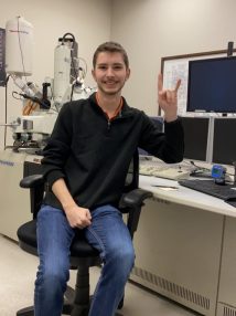 Matthew K Riley flashes a hook 'em in a lab