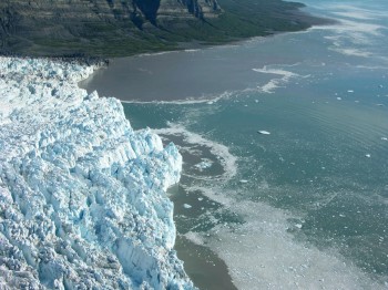 The brown water at the top of the picture is the subglacial discharge, or meltwater, that has flowed through Alaska's Yahtse Glacier and into the ocean. Scientists at The University of Texas at Austin have pioneered a method to track meltwater flowing through glaciers that end in the ocean.