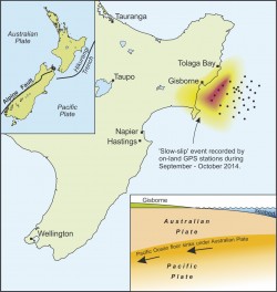 A graphic illustrates seismic activity in New Zealand. GNS Science.