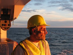 Anatoly Mironov, a UTIG research scientist associate, at sea. Anatoly Mironov.