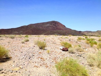 Dish hill, a cinder cone volcano in the Mojave desert, erupted many of the xenolith samples that Rachel Bernard.