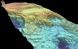 A digital elevation model of Yellowstone lava flow. The model covers about 35 square miles and was made using an aerial laser mapping technique called LIDAR. 