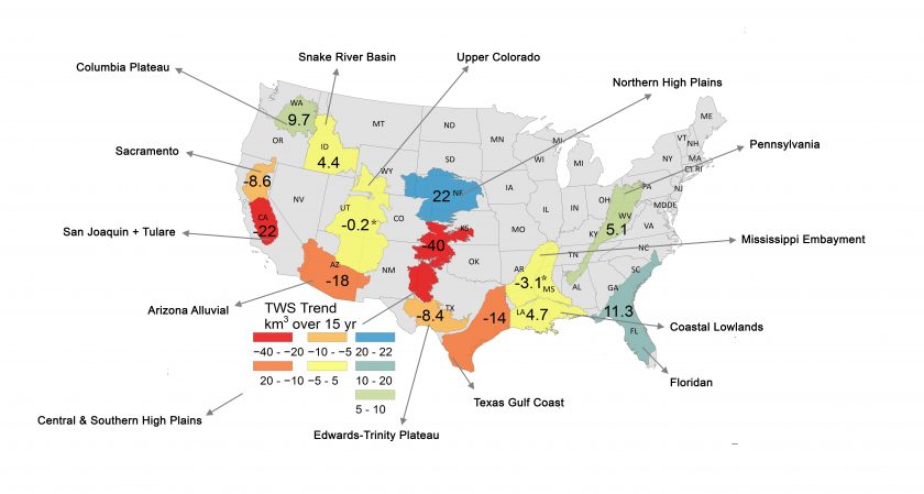 Aquifer total water storage change map