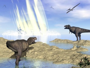 An artist's rendering of Chicxulub, the asteroid believed to have wiped out large dinosaurs and reshaped parts of the world. (Elenarts/iStock) 