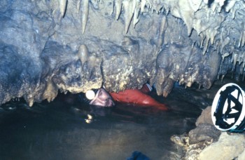 Jay Banner in Harrison’s Cave, Barbados