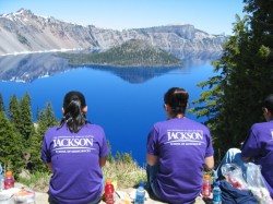 GeoFORCE students eat lunch at Oregon's Crater Lake in 2007.