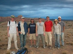 The field crew from 2006 (from left): Kevin Padian, Sterling Nesbitt, Alan Turner, Nathan Smith, Randall Irmis, Amy Balanoff, and Gabe Bever