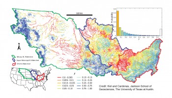 Map of hyporheic exchange in Mississippi River network