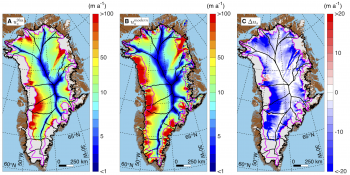 Greenland ice sheet paleo-velocity map
