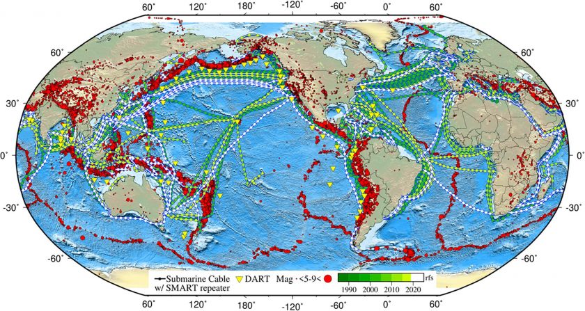 Map of deep ocean telecommunications cables