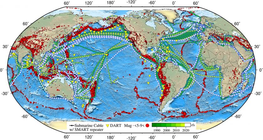 Map of deep ocean telecommunications cables