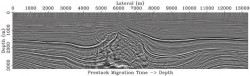 This seismic image from the North Sea was created using a new technique proposed by Fomel and colleagues at U.C. Berkeley for converting from time to depth.