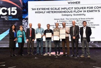 Ghattas (third from left) with other 2015 Gordon Bell prizewinners.