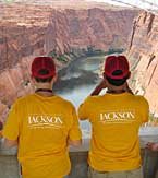 Tenth graders from GeoFORCE Texas survey the Colorado River from the bridge over the Grand Canyon dam. See this and other enlarged images cleared for distribution from GeoFORCE.
