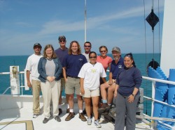 Sean Gulick (fourth from left) with crew members during seismic data collection (2005).