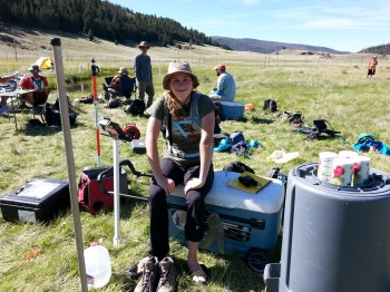 Maggie Flannery taking a break at the well field. 