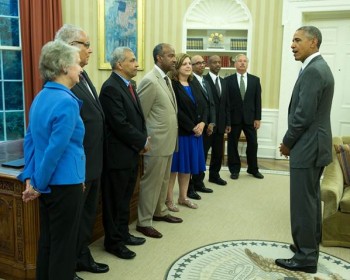 GeoFORCE Director Samuel Moore and other Presidential Award honorees met with President Obama in the Oval Office. 