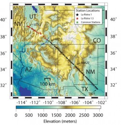 Map showing array of seismometers for LARISTRA 1.0 and 1.5.