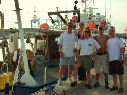 Some of the participants in the first Marine Geology & Geophysics (MG&G) Field Course (l to r): Steffen Saustrup (T.A.), Kelley Brumley (student), Sean Gulick (instructor), Eric Anderson (student), and Ryan Elmore (student).