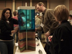 Teachers create a cut-away model demonstrating deep ocean drilling. Photo: Marsha Willis