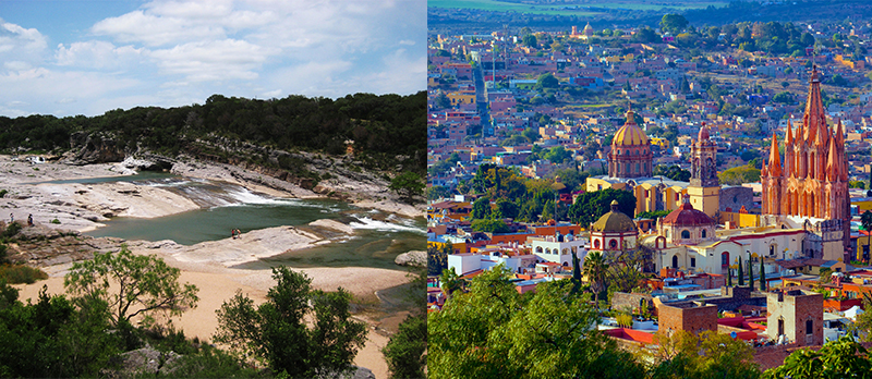 The UT-UNAM course will conduct field work in the Texas Hill Country (left) and San Miguel de Allende, Mexico. Travis Witt , Jiuguang-Wan