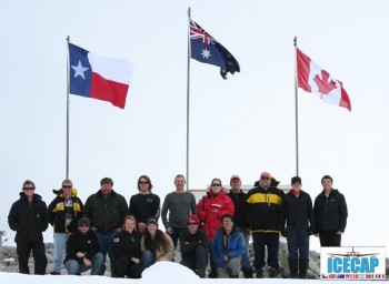 A group shot of the research team in Antarctica. Image: Gregory Ng