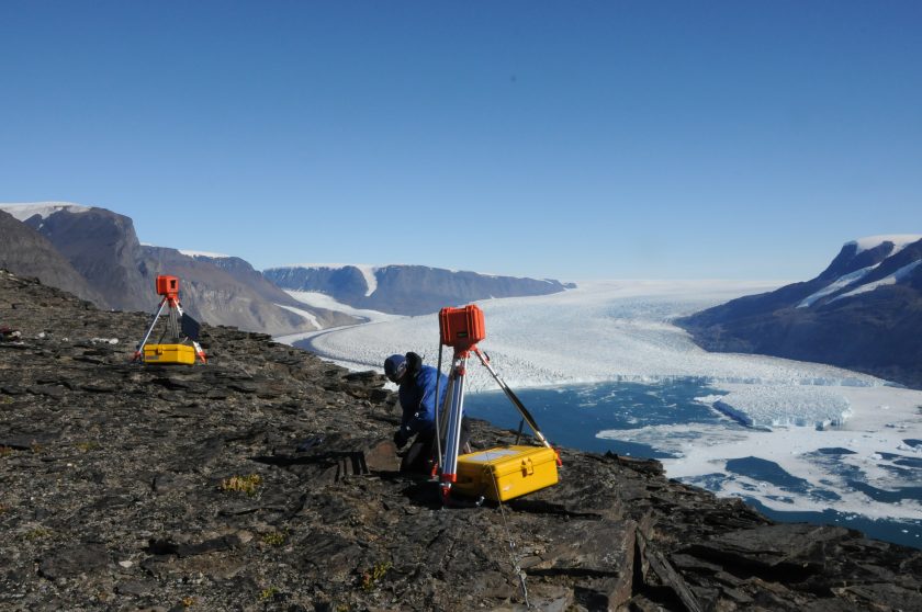 A photograph of Rink glacier in Greenland.