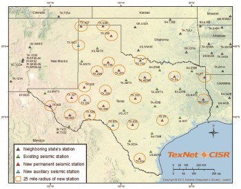 A map of proposed TexNet stations. BEG.