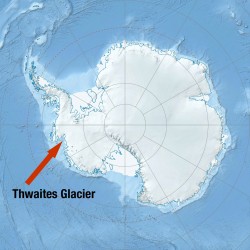 Map showing Thwaites Glacier in West Antarctica